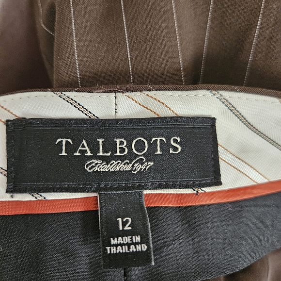 NWOT Talbots brown pinstripe Heritage wool blend trousers pants Womens 12 - Picture 4 of 9